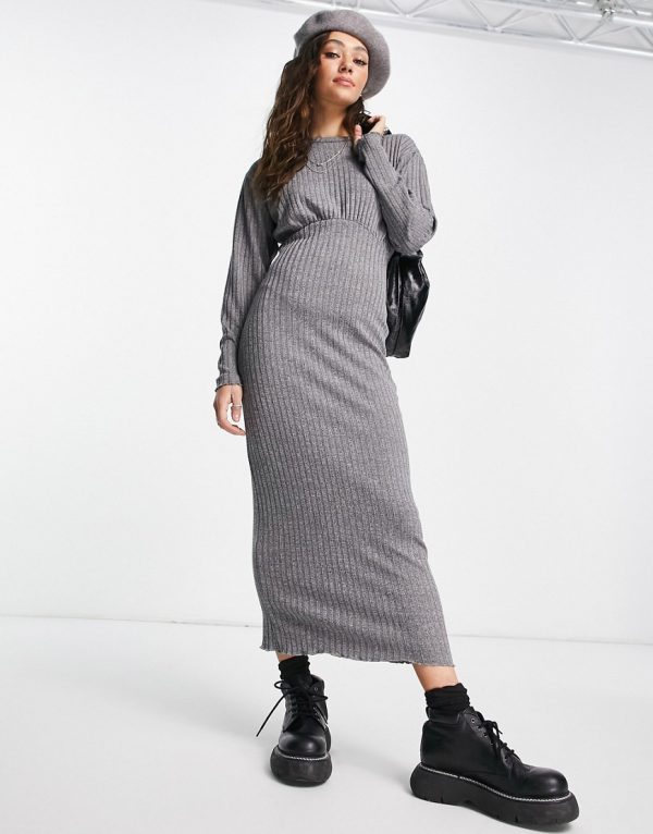Topshop cut and sew midaxi dress in gray
