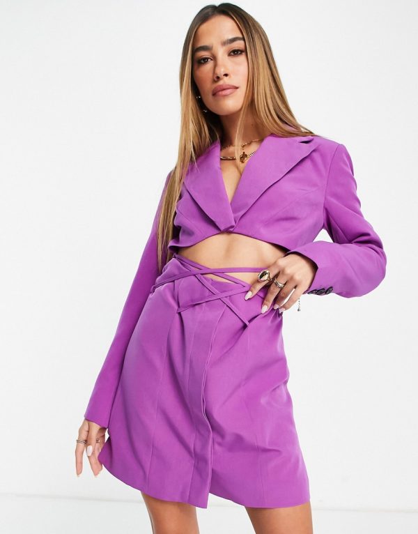 Topshop cut out blazer dress in purple