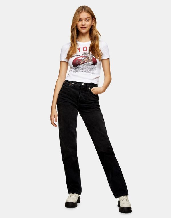 Topshop dad recycled cotton jeans in washed black