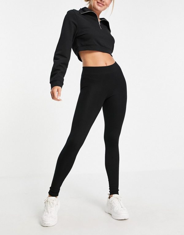 Topshop full length heavy weight legging with deep waistband in black