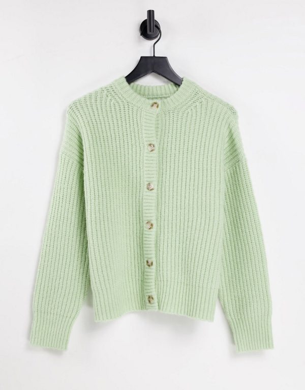 Topshop knit ultimate crew neck cardigan-Green