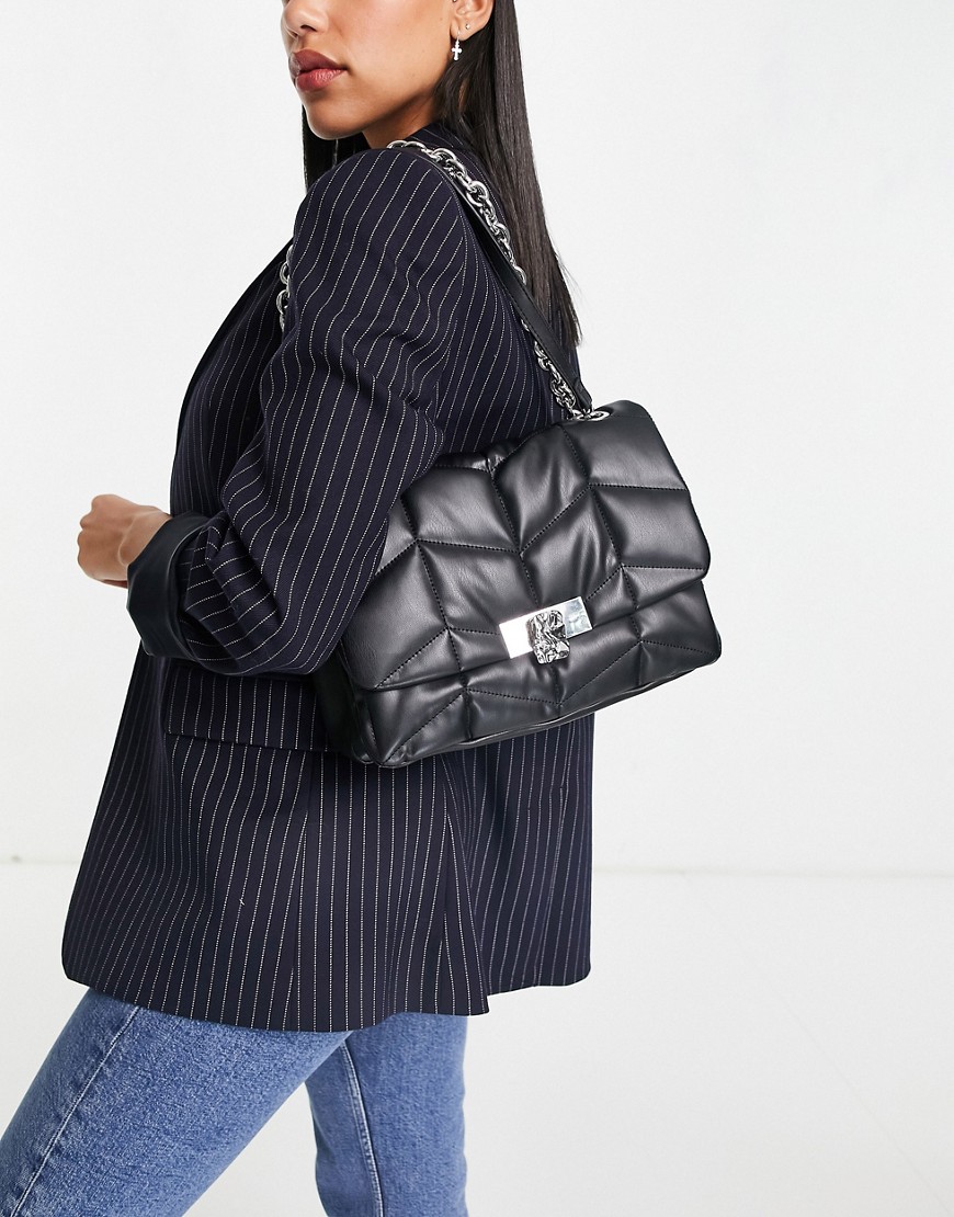 Topshop quilted hammered metal shoulder bag in black | Fashion Gone Rogue