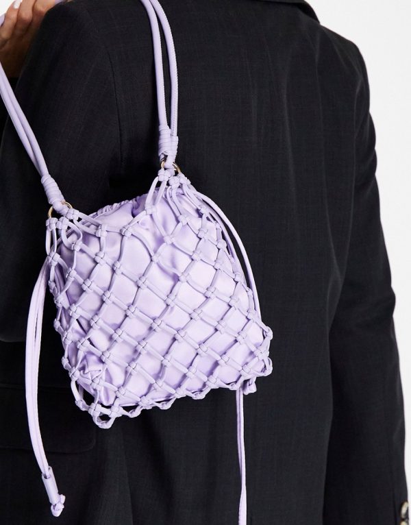 Topshop satin pu string shoulder bag-Purple