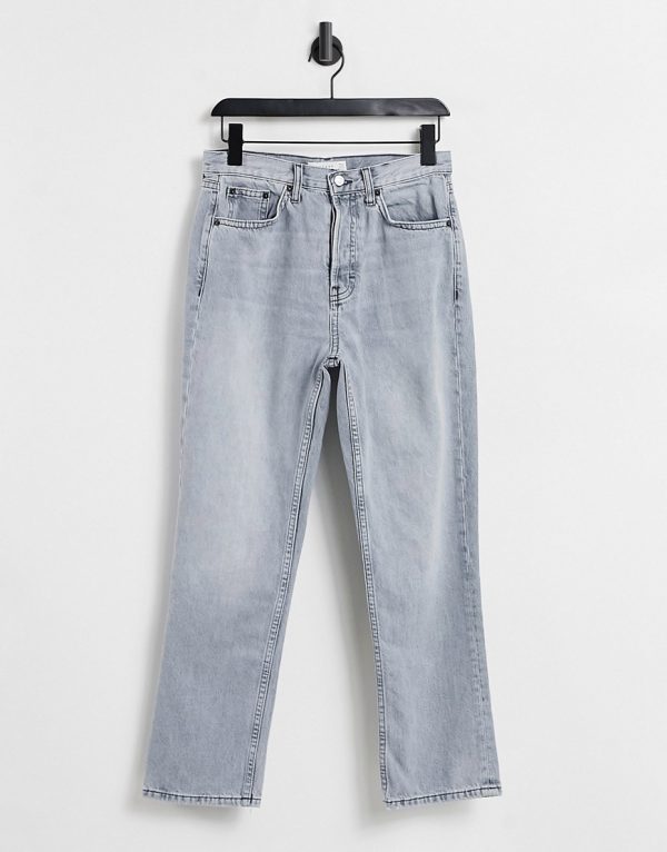 Topshop straight leg jeans in gray-Grey