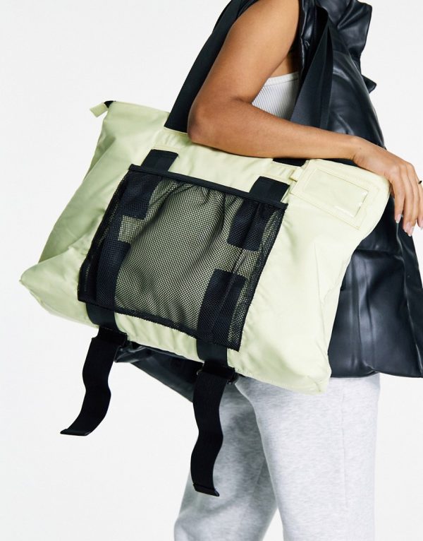 Topshop sustainable webbing tote in lime-Green