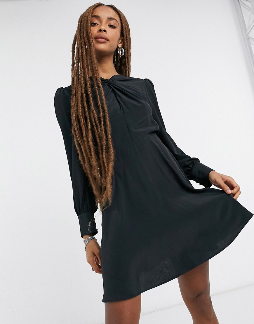 Topshop twist neck mini dress in black | Fashion Gone Rogue