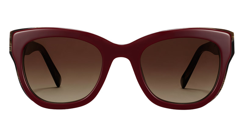 Warby Parker Jordi Sunglasses in Oxblood with Striped Elm $195