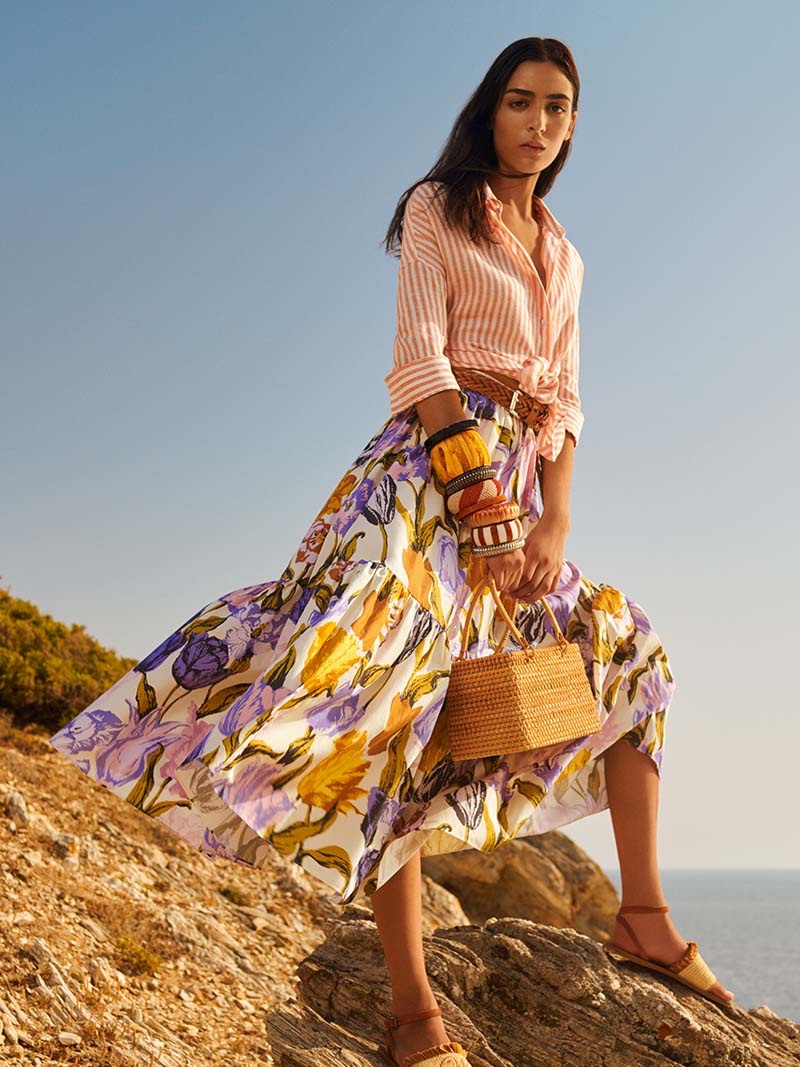 Nora Attal poses in the Mediterranean for Weekend Max Mara spring-summer 2022 campaign.