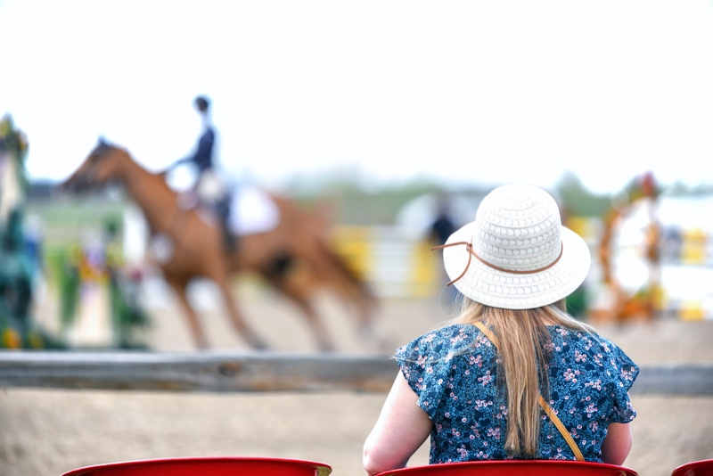 Woman Back White Hat Horse Race