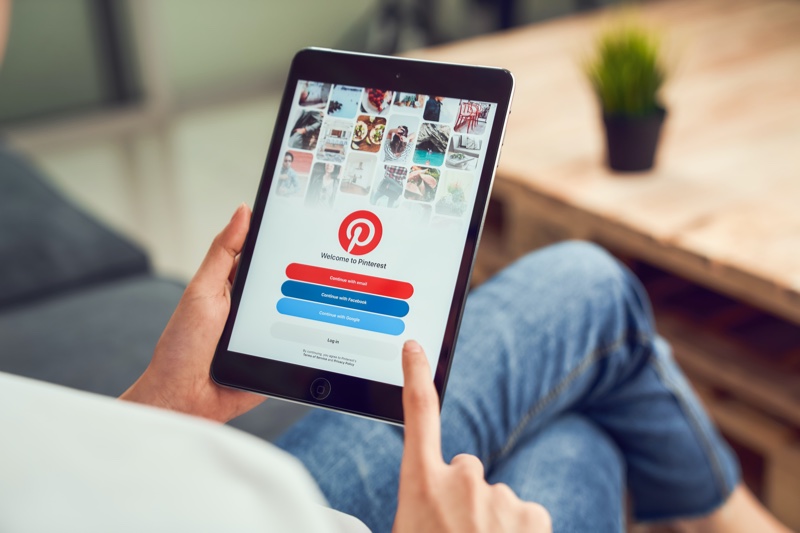 Woman Browsing Pinterest Tablet