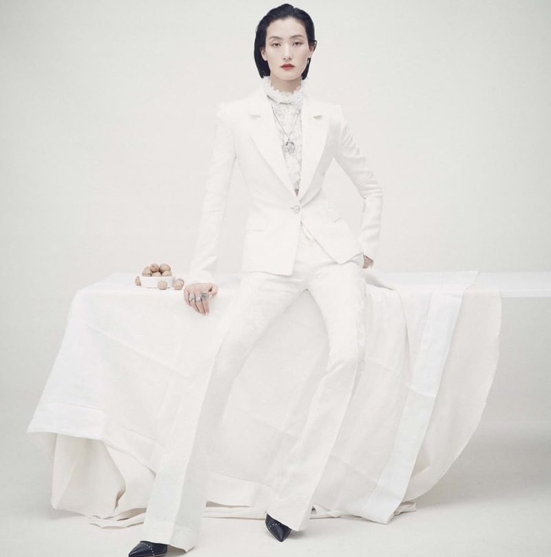 Zara White Brocade Suit Spring 2022