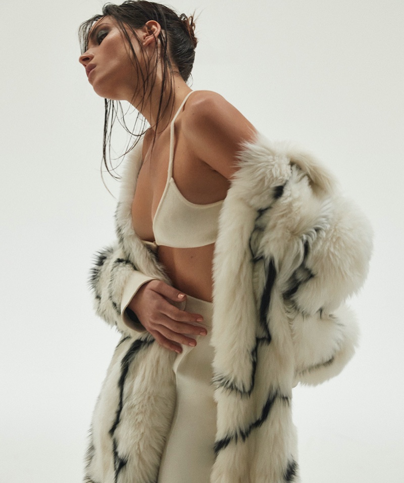 Adria Arjona Fur Jacket Bra