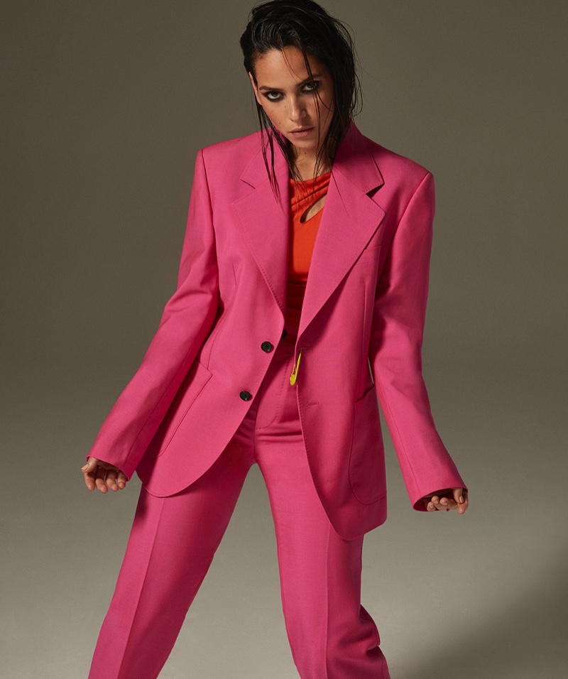 Adria Arjona Pink Pantsuit