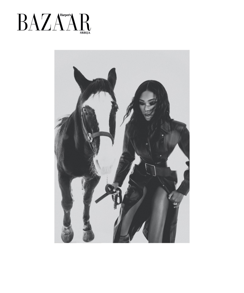 Afiya Bennett Poses in Equestrian Fashion for Harper's Bazaar Serbia