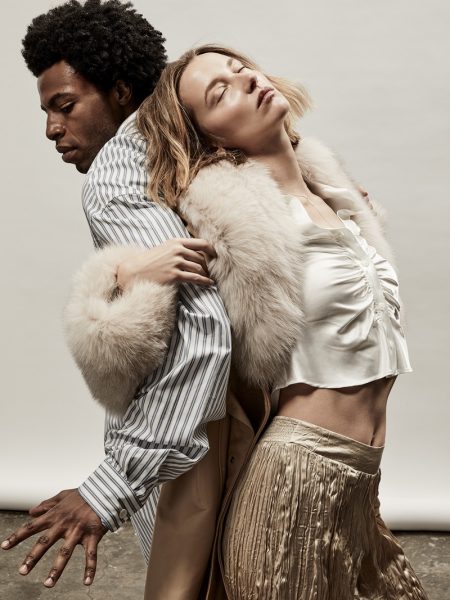 Exclusive: Emily & Myles by Sergio Kurhajec in 'Body & Soul' Myles wears Shirt Dries Van Noten. Emily wears Coat Susanna Chow NYC, Shirt Zara, Pants Frame & Earrings MiraMira. Photo: Sergio Kurhajec