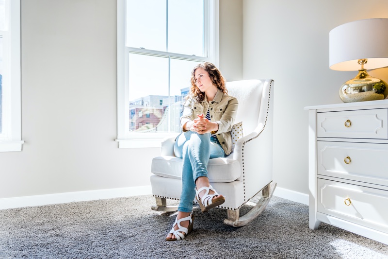 Bright Room Rocking Chair Dresser Woman Sitting