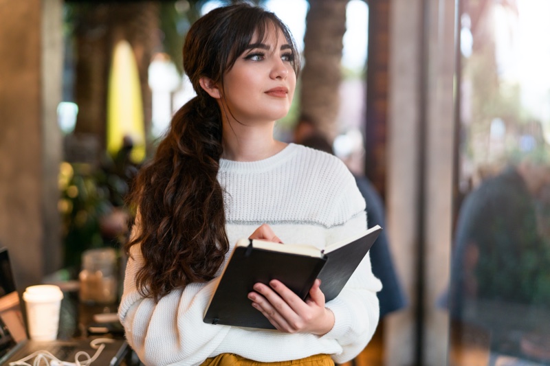 Chic Woman Writing Journal Sweater