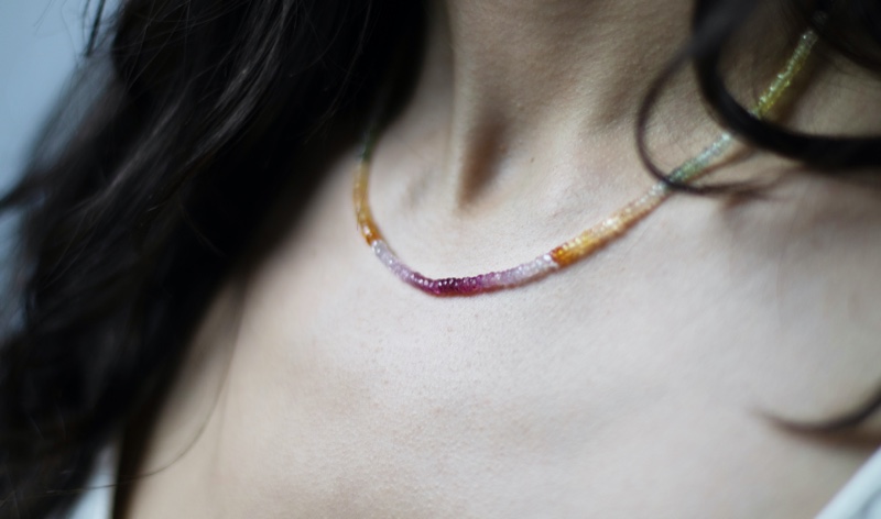 Closeup Multicolored Stones Necklace