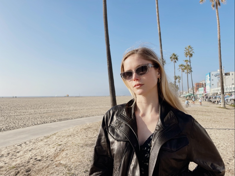 The Boys Erin Moriarty rag bone Sunglasses Leather Jacket