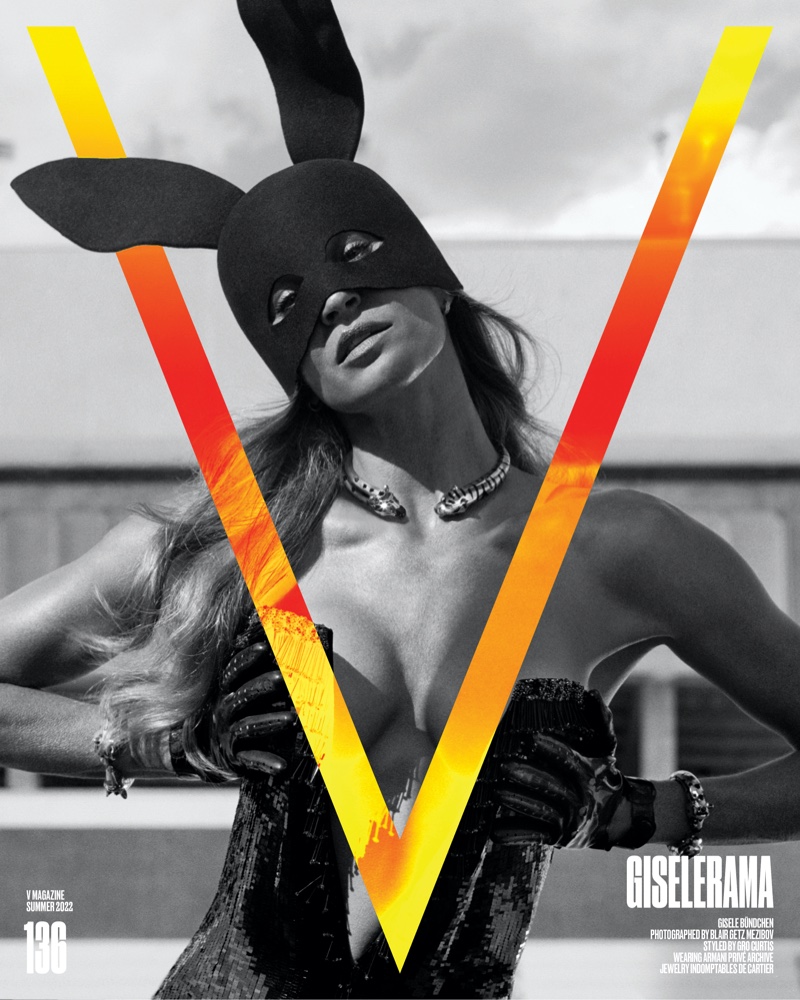 Gisele Bundchen Rabbit Ears Sequin Dress V Magazine Cover