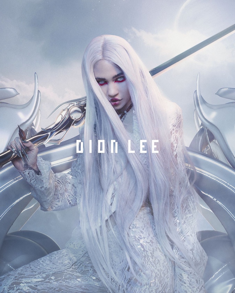 Grimes Sci-Fi Long White Hair Dion Lee
