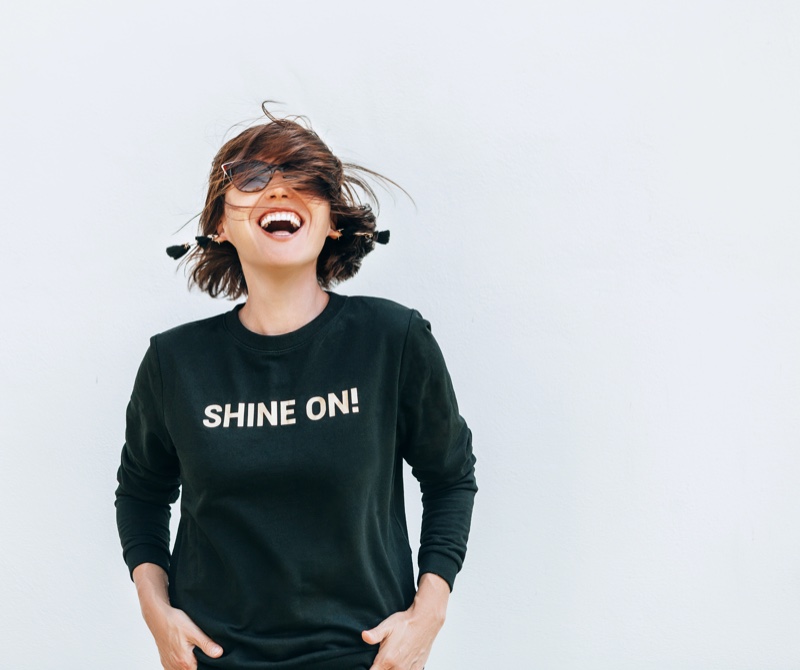 Happy Woman Shine On Graphic Sweatshirt