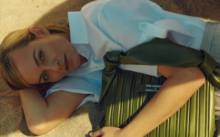 Amber Valletta Teams With Karl Lagerfeld on Sustainable Collection Karl x Amber Valletta Pleated Folded Tote Bag