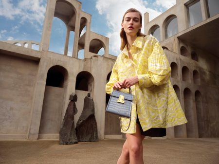 Berit Heitmann Models Lanvin's Elegant Styles in Barcelona Lanvin 2022 Yellow Jacket