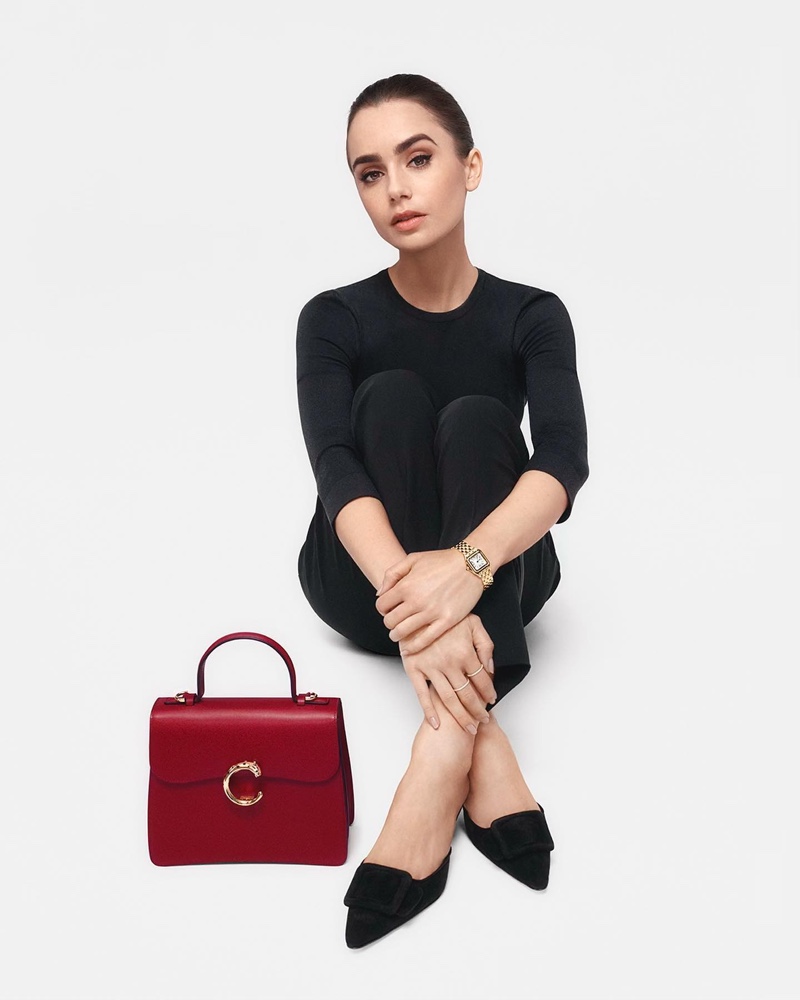 Lily Collins Panthère de Cartier Bag Campaign Photos