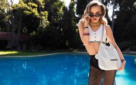Lily-Rose, Margaret & Whitney Impress in Chanel 22 Bag Campaign Lily-Rose Depp Crop Top Chanel 22 Bag