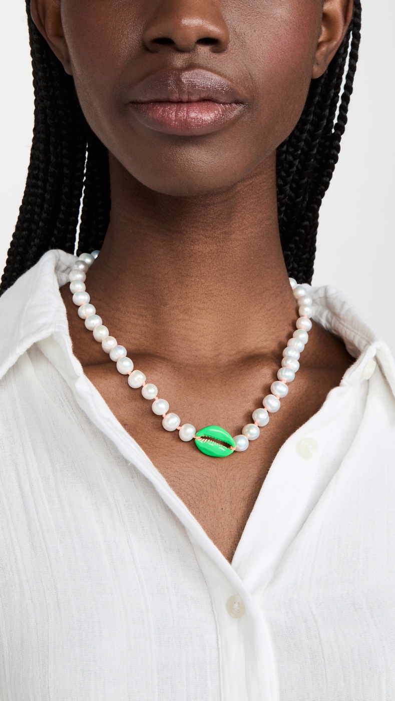 Maison Irem Pearl Neon Pooka Necklace
