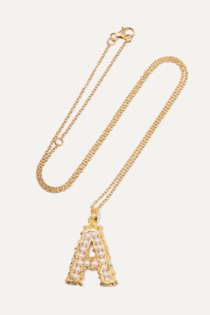 Pacharee Alphabet Gold-Plated Pearl Necklace