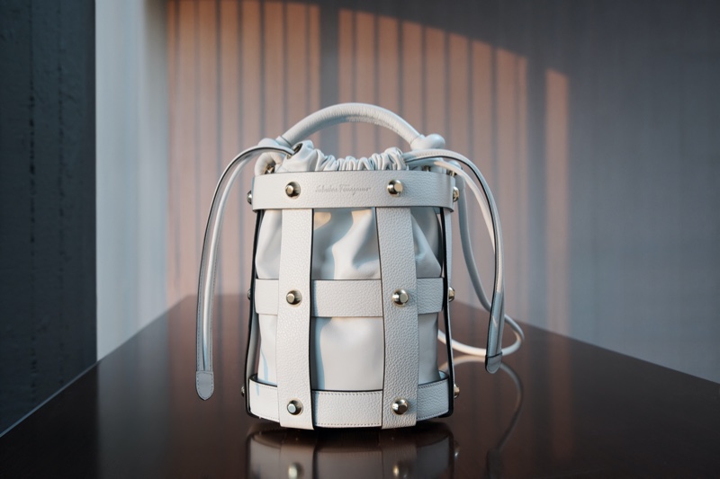 Ferragamo Cage Bag in Optical White.