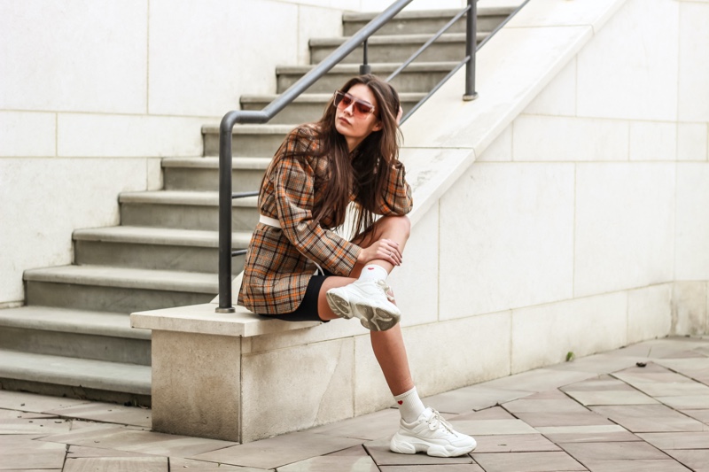 Stylish Woman Wearing Sneakers