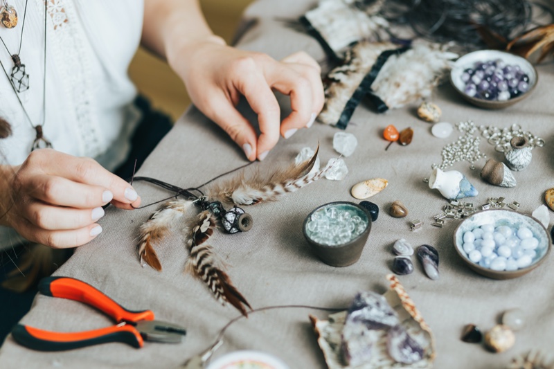 Woman Creating Jewelry Items