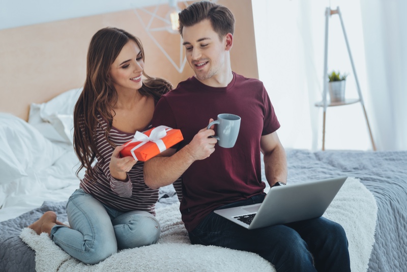 Woman Giving Boyfriend Gift