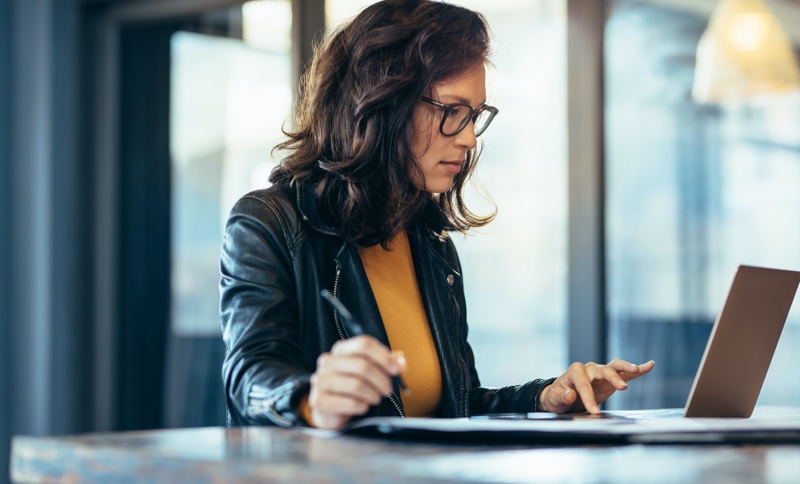 Woman Research Business Laptop