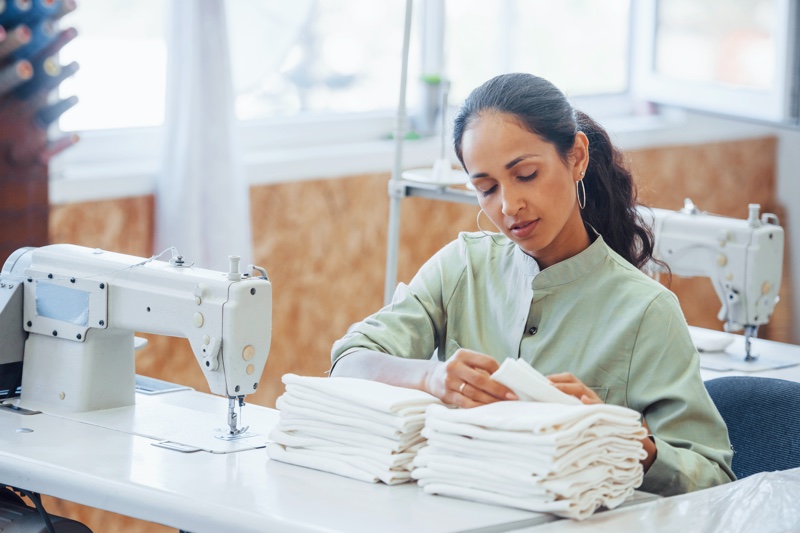 Woman Sewing Machine Table