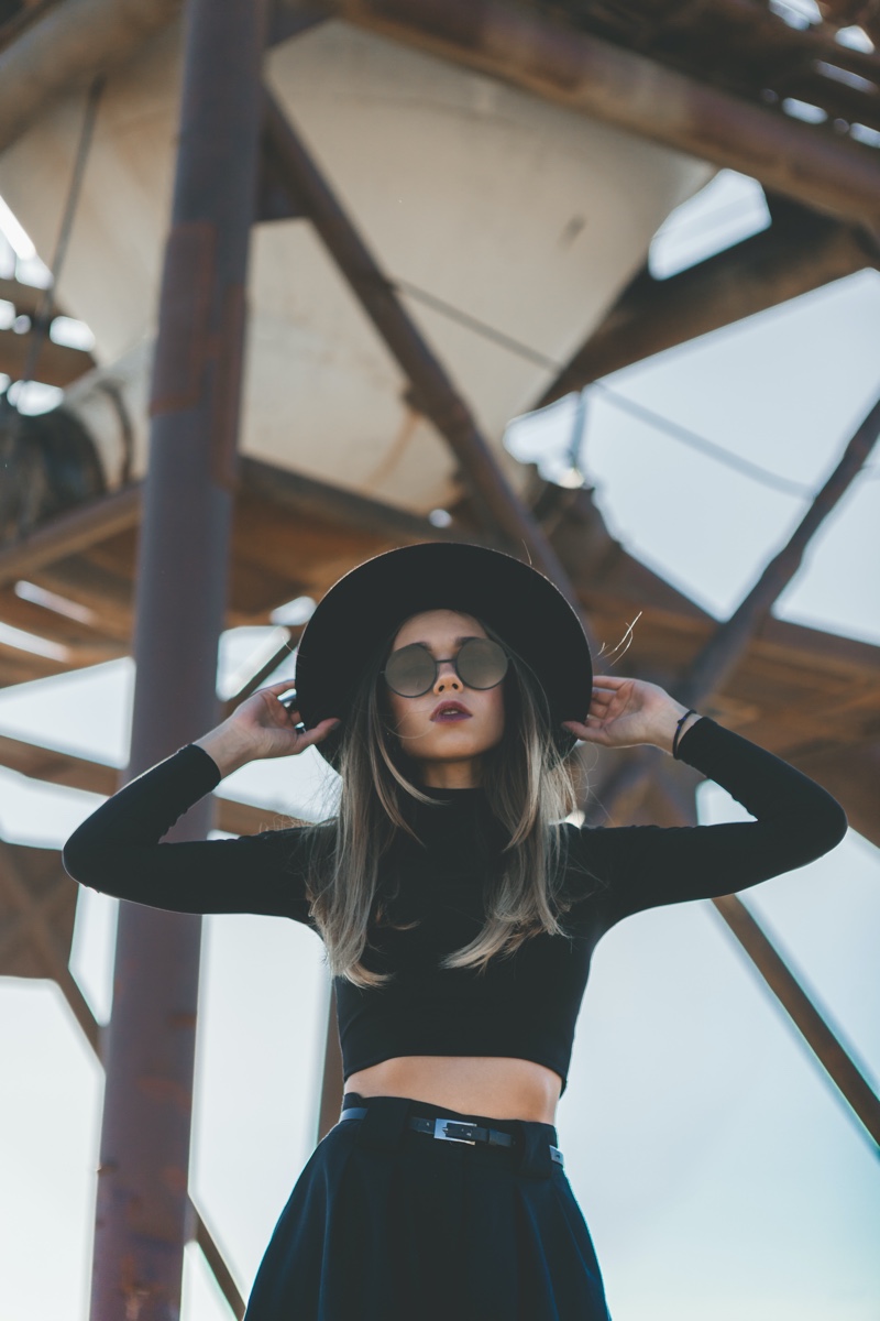 Woman Wearing Black Modern Goth Style