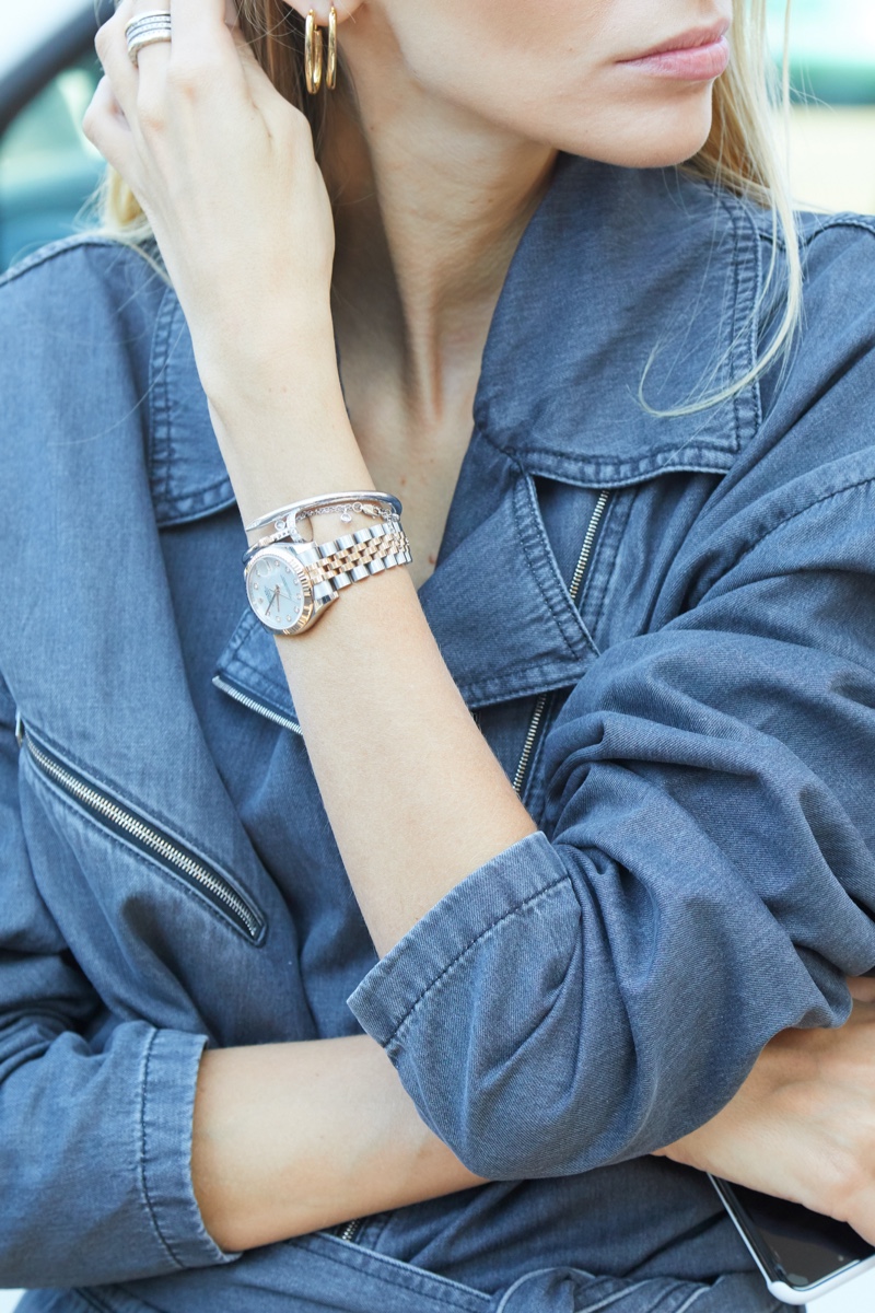 Woman Wearing Rolex Datejust Watch