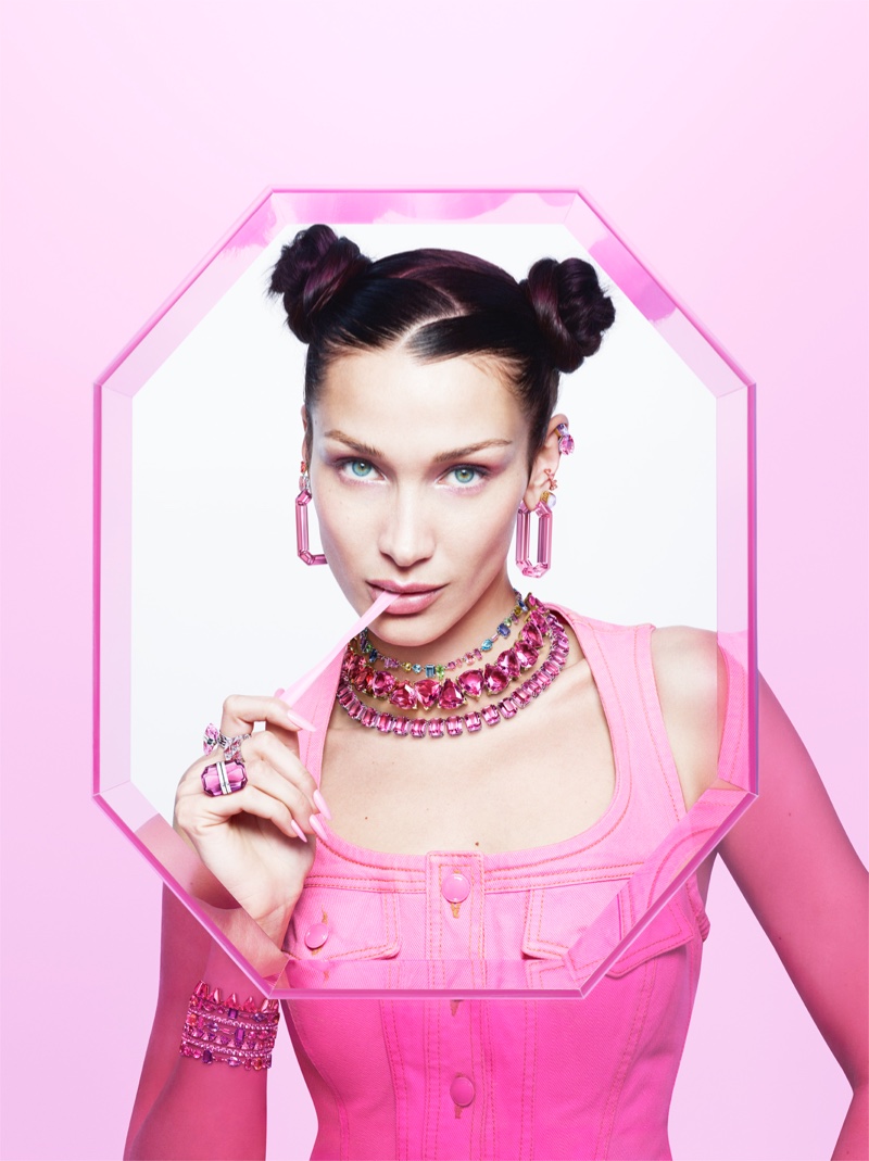Bella Hadid Space Buns Hairstyle