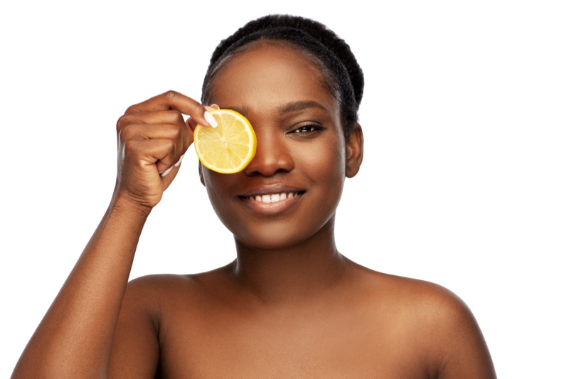 Black Woman Lemon Slice Beauty