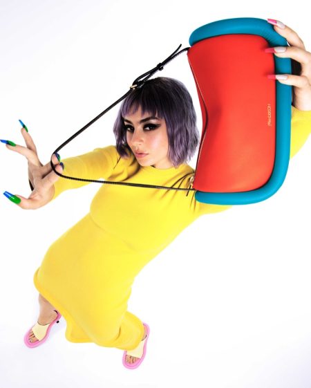 Charli XCX Rocks JW Anderson's Bumper Bag Collection JW Anderson Bumper Bag Red Turquoise