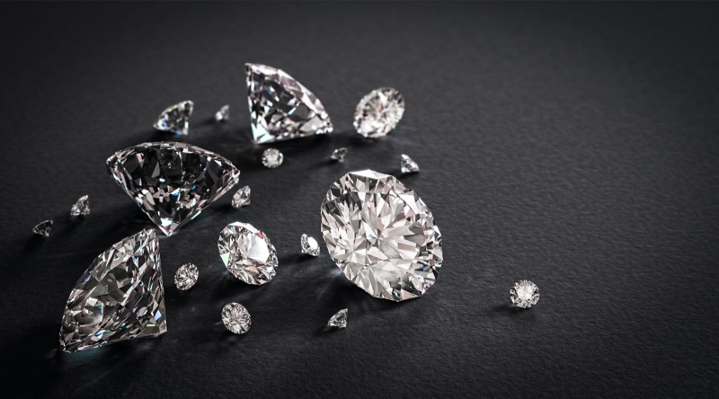 Diamonds Against Black Background