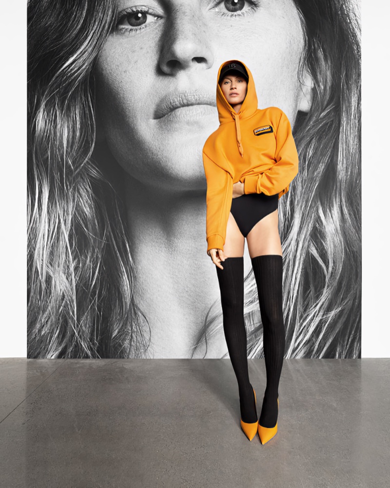 Gisele Bundchen Orange Burberry Hoodie