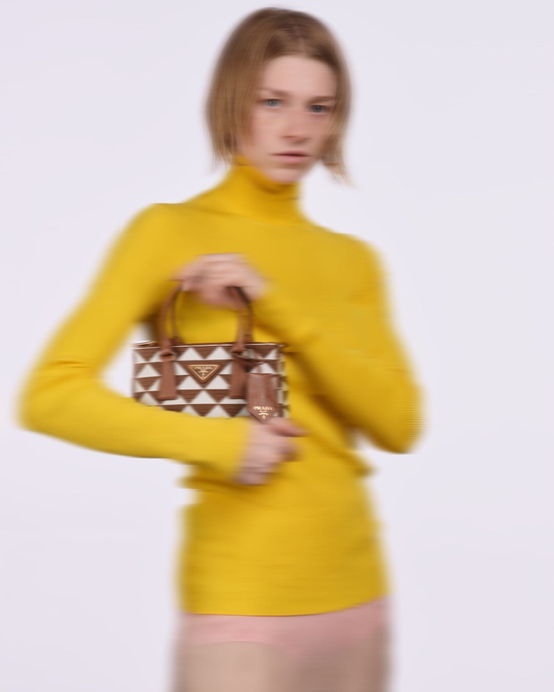 Hunter Schafer Prada Yellow Turtleneck