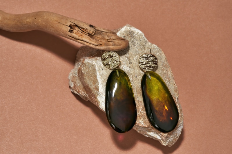 Resin Drop Earrings Green