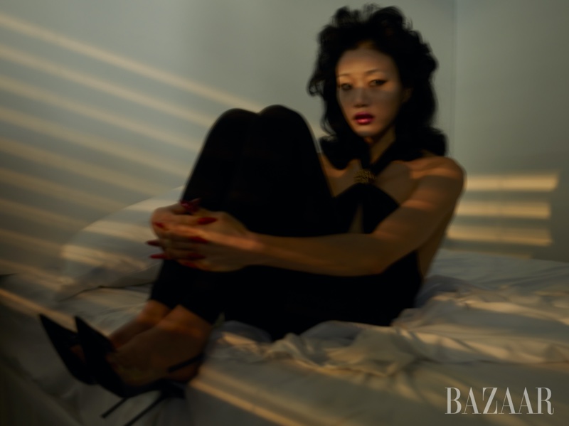 Sora Choi Models Saint Laurent Catsuit 2022 Harper's Bazaar US