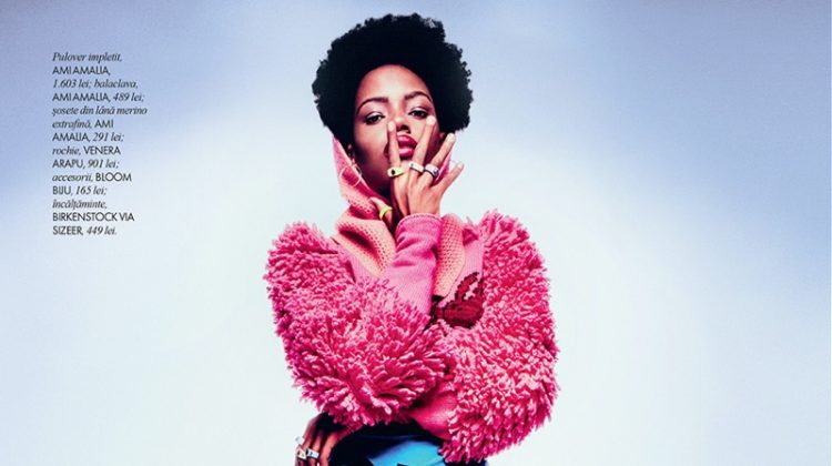 Zenith Models Vibrant Knitwear Styles for ELLE Romania