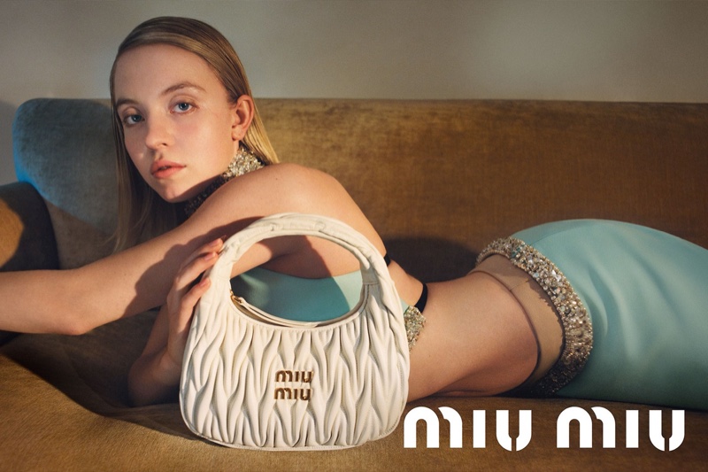 Sydney Sweeney Miu Miu Wander Bag 2022 Campaign